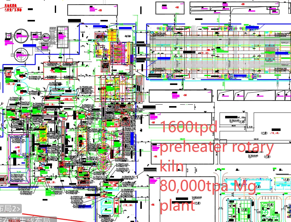 Drawings of twin shaft kiln, preheater rotary kiln, magnesium vertical reduction furnace, iron pell
