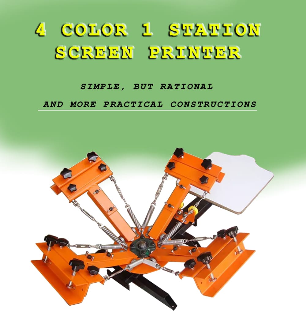 4 color 1 station screen printing machine
