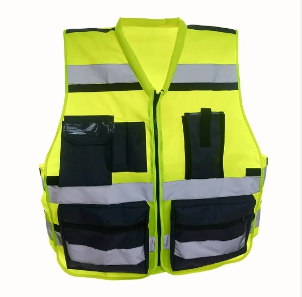 Yellow vest with hanging pockets