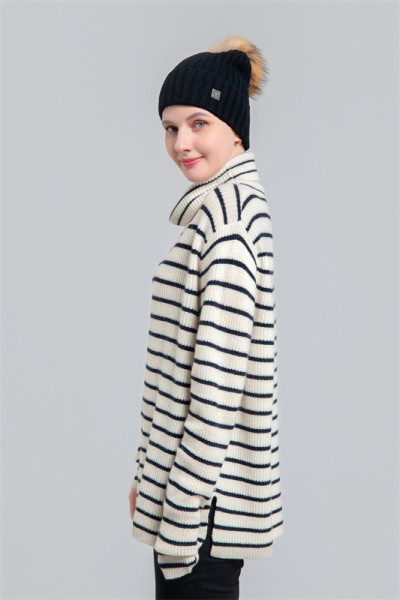 Rib cashmere beanie