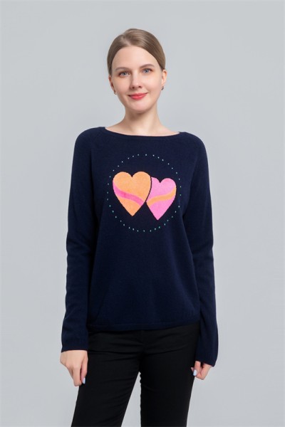 Women's cashmere sweater with intarsia design