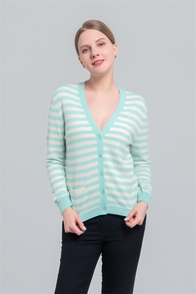 Women's V-neck button cardigan