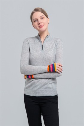 Ladies half zipper wool sweater, Ladies half zipper wool sweater
