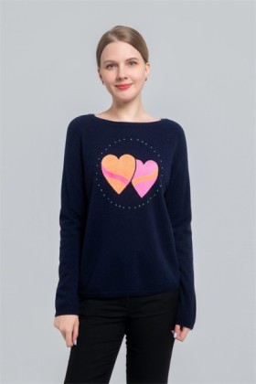 Women's cashmere sweater with intarsia design