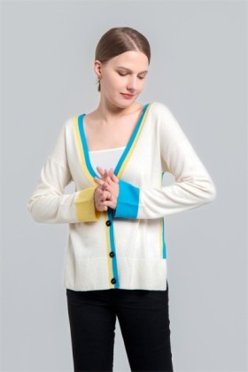 Women's cardigan with contrast color, Women's cardigan with contrast color