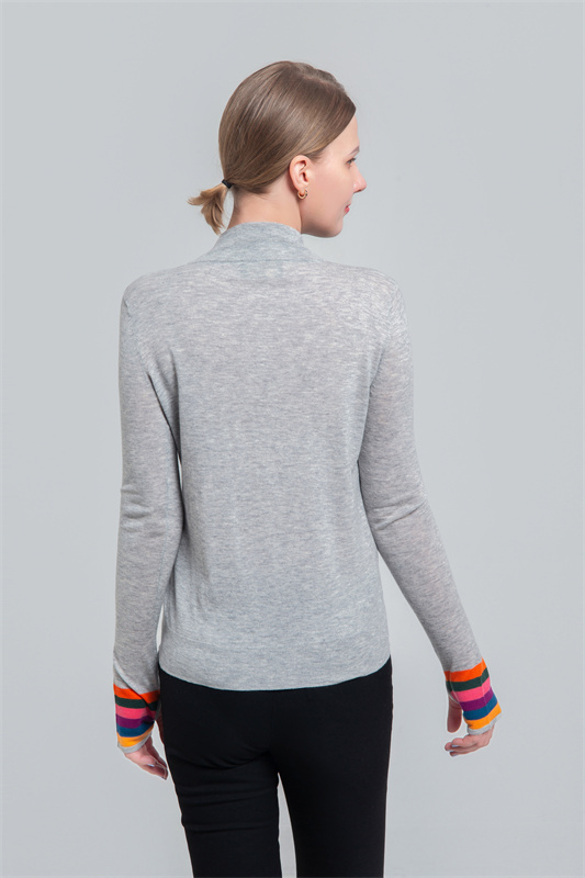 Ladies half zipper wool sweater