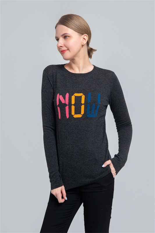 Wool sweater with intarsia letters Wool sweater with intarsia letters