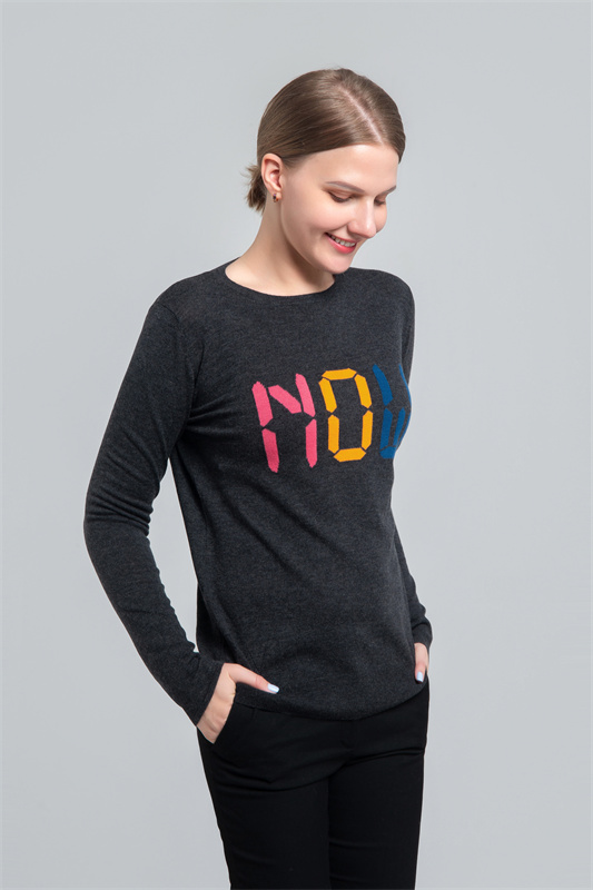 Wool sweater with intarsia letters Wool sweater with intarsia letters