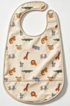 Cream Apricot Jungle Animal Waterproof Baby Bib, Cream Apricot Jungle Animal Waterproof Baby Bib