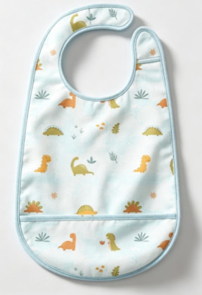 Light Blue Cartoon Dinosaur Waterproof Baby Bib, Light Blue Cartoon Dinosaur Waterproof Baby Bib