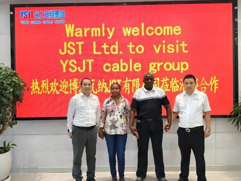 Botswana JST Power Company Visits Hebei Yongshang Cable Group – Exploring New Opportunities for China-Africa Cooperation in the Cable Industry Botswana JST Power Company Visits Hebei Yongshang Cable Group – Exploring New Opportunities for China-Africa Cooperation in the Cable Industry